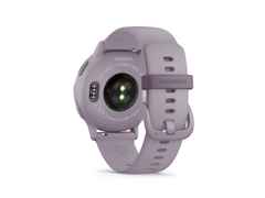 Garmin vívoactive 5 faserverstärktes Polymer orchidee/orchidee metallic 42mm orchideefarbenes Kautschukband – Damenuhren Uhr Multifunktion aus eloxiertes Aluminium, Kautschuk, Kunststoff und PVD beschichtet. Das Gehäuse ist rund und lila. Das Kautschuk / Kunststoff / Silikon Armband ist lila. Der Zifferblatt ist digital. – Ansicht 5