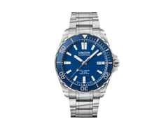Union Glashütte Belisar  Datum Sport Pro Automatik Edelstahl 42mm blaues Zifferblatt Metallband – Herrenuhren Uhr mit Datum aus Edelstahl. Das Gehäuse ist rund und silber. Das Edelstahlarmband ist silber. Das Zifferblatt ist ein Index in blau.
