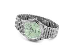 Breitling Chronomat Automatic 36 Edelstahl grünes Zifferblatt mit Brillanten Metallband – Damenuhren Uhr mit Datum aus Edelstahl. Das Gehäuse ist rund und silber. Das Edelstahlarmband ist silber. Das Zifferblatt ist ein Index in grün. – Ansicht 2