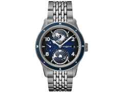 Montblanc 1858 Automatic Geosphere Titan mit Titanband – Herrenuhren Uhr mit Datum aus Titan. Das Gehäuse ist rund und silber. Das Titanarmband ist silber. Das Zifferblatt ist arabisch Index und blau.