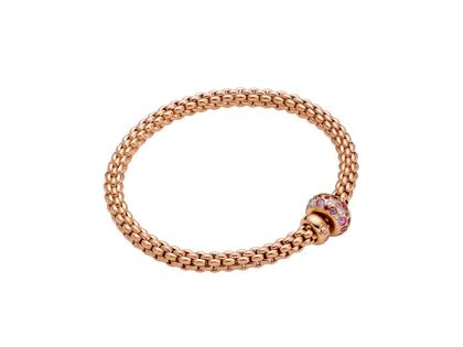 Fope Solo Flex'It Armband Roségold mit Saphiren und Brillanten 0,280ct M flexibel – Armschmuck Armband aus 750 Rotgold.