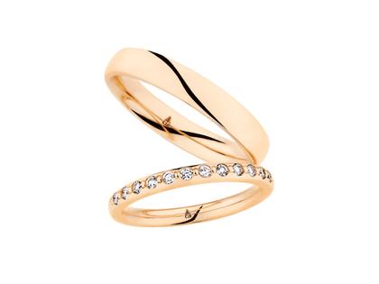Christian Bauer Trauringpaar Roségold gewölbt mit Brillanten 0,190ct – Ringe Trauring mit Besatz aus 585 Rotgold.