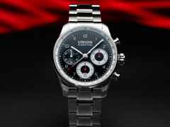 Union Glashütte Belisar Chronograph Automatik Edelstahl 40mm schwarzes Zifferblatt Metallband – Herrenuhren Chronograph aus Edelstahl. Das Gehäuse ist rund und silber. Das Edelstahlarmband ist silber. Das Zifferblatt ist arabisch Index und schwarz. – Ansicht 3