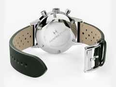 Hamilton American Classic Intra-Matic Chronograph H Handaufzug Edelstahl 40mm grünes Zifferblatt grünes Lederband – Herrenuhren Chronograph aus Edelstahl. Das Gehäuse ist rund und silber. Das Lederarmband ist grün. Das Zifferblatt ist ein Index in grün. – Ansicht 3