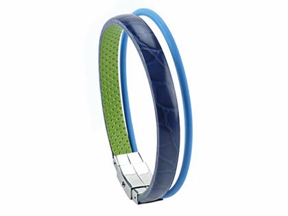 Armschmuck Armband aus Edelstahl, Kautschuk, Leder und und .