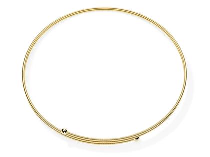 Niessing Colette C Embrace Collier 2-fach Classic Yellow mit zweifachem Besatz 125mm – Halsschmuck Collier aus 750 Gelbgold.