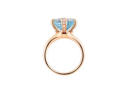 Capolavoro Capriccio Ring Roségold Sky Blue Topas 10 mm – Ringe Ring mit Besatz aus 750 Rotgold. – Ansicht 2