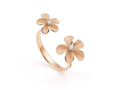 Cammilli Firenze Cherry Bloom Ring Orange Apricot mit Brillanten 0,040ct – Ringe Ring mit Besatz aus 750 Rotgold.