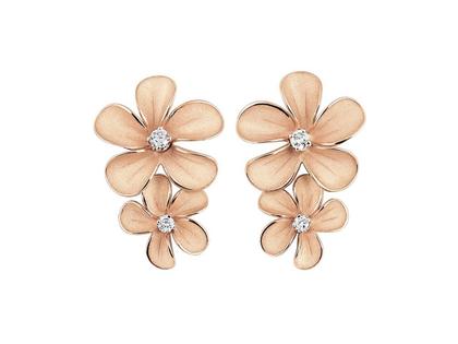 Cammilli Firenze Cherry Bloom Ohrstecker Orange Apricot mit Brillant 0,009ct – Ohrschmuck Ohrstecker aus 750 Rotgold.