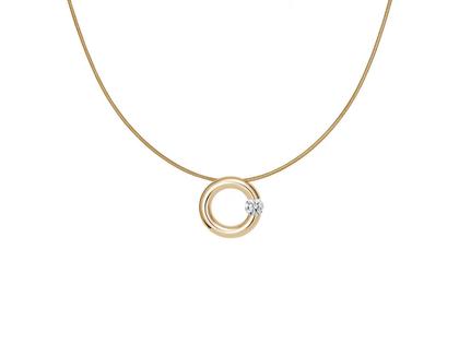 Niessing Spannring Anhänger 15mm Gelbgold poliert 0,25 ct – Halsschmuck Anhänger mit Besatz aus 750 Gelbgold.