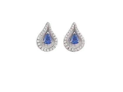 Cammilli Firenze Premiere Color Ohrstecker White Ice Gold mit blauen Saphiren und Brillanten 0,100ct – Ohrschmuck Ohrstecker aus 750 Weißgold.