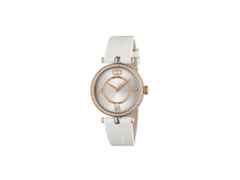 Gucci Model 2000 Quarz Edelstahl 30mm silberfarbenes Zifferblatt mit Diamanten weißes Lederband YA167509 – Damenuhren Uhr ohne Datum aus 750 Rotgold, Edelharz, Edelstahl und vergoldet. Das Gehäuse ist rund und silber. Das Lederarmband ist weiß. Das Zifferblatt ist römisch Index und silber.