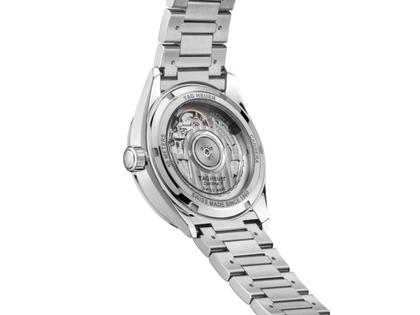 TAG Heuer Carrera Date Automatik Edelstahl 36mm türkisfarbenes Zifferblatt Metallband – Damenuhren Uhr mit Datum aus Edelstahl. Das Gehäuse ist rund und silber. Das Edelstahlarmband ist silber. Das Zifferblatt ist ein Index in türkis. – Ansicht 3