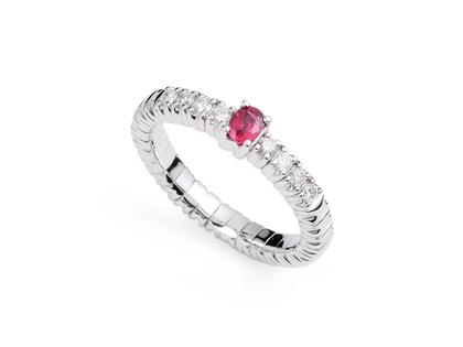 Silhouette Schmuck Tennis Flex Ring Saphire rot Weißgold – Ringe Ring mit Besatz aus 750 Weißgold.