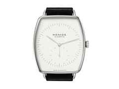 Nomos Glashütte Lux Handaufzug Weißgold 38,5mm weißes Zifferblatt braunes Lederband – Herrenuhren Uhr ohne Datum aus 750 Weißgold. Das Gehäuse ist sonstige Form und silber. Das Lederarmband ist schwarz. Das Zifferblatt ist ein Index in weiß. – Ansicht 2