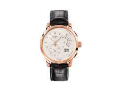Glashütte Original PanoGraph Automatik Rotgold 40mm silbernes Zifferblatt schwarzes Lederband – Herrenuhren Chronograph aus 750 Rotgold. Das Gehäuse ist rund und roségold. Das Lederarmband Kroko / Alligator ist schwarz. Das Zifferblatt ist ein Index in silber.