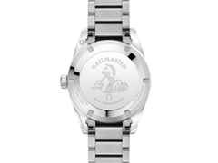 Omega Seamaster Railmaster Automatik Edelstahl 38mm schwarzes Zifferblatt Metallband Die 1957 Trilogy – Herrenuhren Uhr ohne Datum aus Edelstahl. Das Gehäuse ist rund und silber. Das Edelstahlarmband ist silber. Das Zifferblatt ist arabisch Index und schwarz. – Ansicht 2