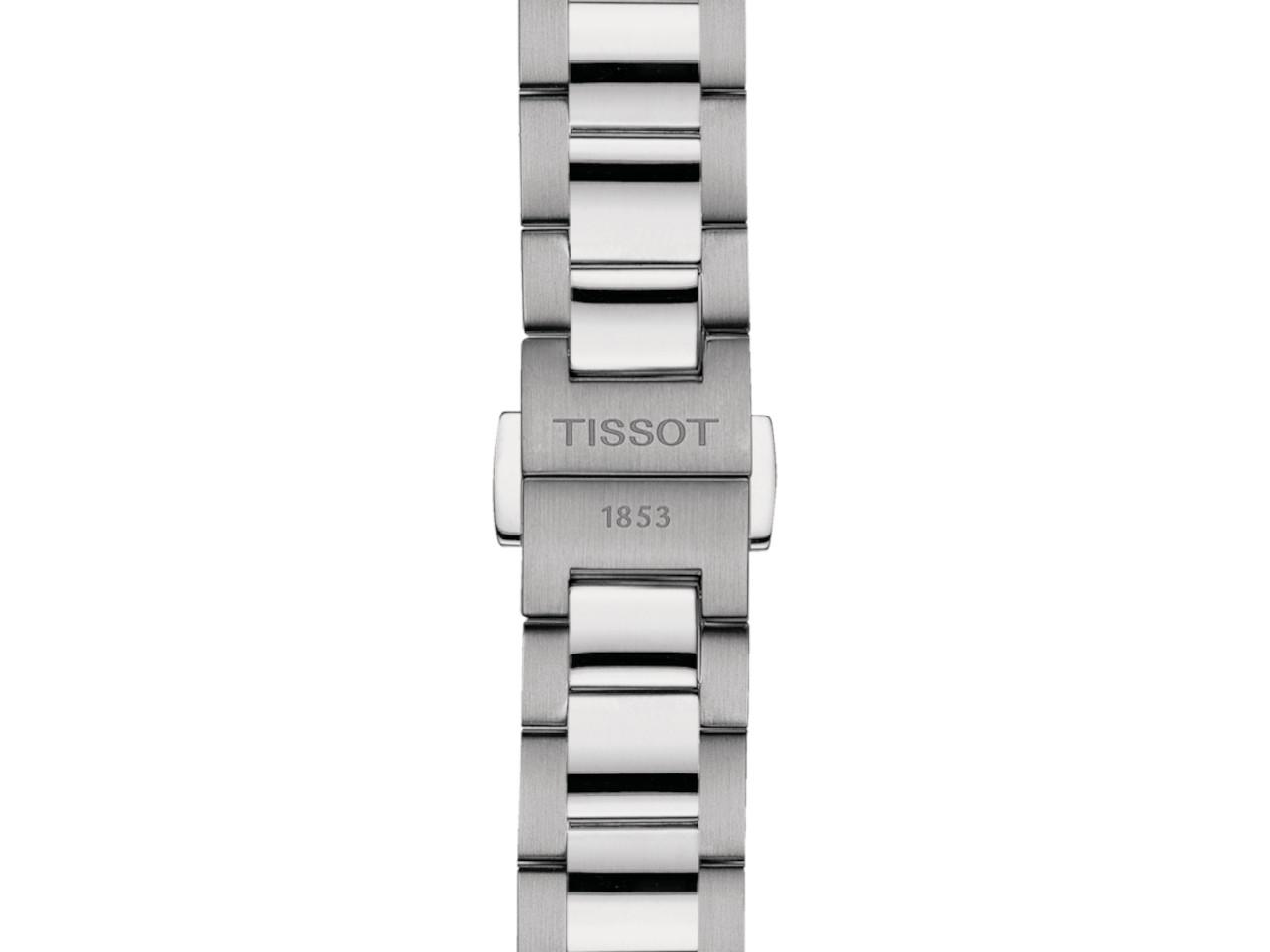 Tissot PR 100 Quarz Edelstahl 34mm dunkelblaues Zifferblatt Metallband – Damenuhren Uhr mit Datum aus Edelstahl. Das Gehäuse ist rund und silber. Das Edelstahlarmband ist silber. Das Zifferblatt ist ein Index in blau. – Ansicht 5