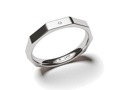 Ringe Ring mit Besatz in grau und aus Silber-Gold Legierung - 90 S.