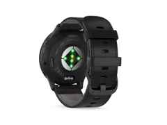 Garmin Venu 3 faserverstärktes Polymer Schiefergrau 45mm schwarzes Lederband – Herrenuhren Uhr Multifunktion aus Edelstahl, Kautschuk, Kunststoff und PVD beschichtet. Das Gehäuse ist rund und anthrazit. Das Lederarmband ist schwarz. Das Zifferblatt ist digital und schwarz. – Ansicht 4