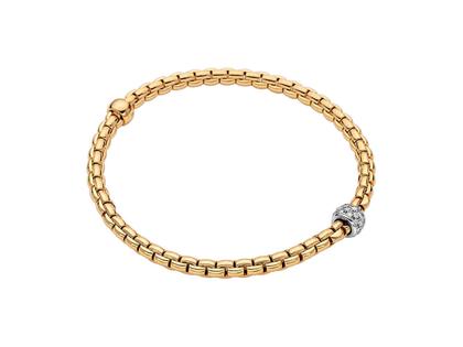 Fope Eka Tiny Flex'It Armband Pave mit Brillanten Gelbgold Weite M – Armschmuck Armband aus 750 Gelbgold, 750 Weißgold und und .