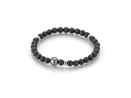 Gellner Urban Big Bang Armband Onyx schwarz mit Roségold und Tahitiperle – Armschmuck Armband in schwarz und aus 750 Rotgold.
