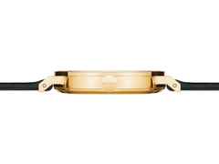 Nomos Glashütte Tangente Gold Neomatik Automatik Gelbgold 35mm weißes Zifferblatt schwarzes Lederband – Damenuhren Uhr ohne Datum aus 750 Gelbgold und Leder. Das Gehäuse ist rund und gelbgold. Das Lederarmband ist schwarz. Das Zifferblatt ist arabisch Index und weiß. – Ansicht 6
