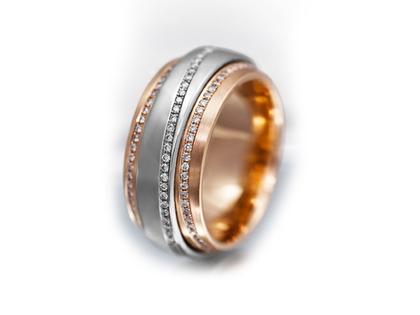 Micha Bunz Platin mit Rotgold und Brillanten Damenring – Ringe Ring mit Besatz aus 750 Rotgold, 950 Platin und und .