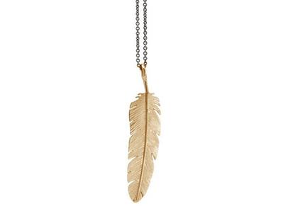 Heiring Feather Anhänger Groß Silber gelbvergoldet – Anhänger Anhänger ohne Besatz aus 925 Silber, PVD beschichtet und und .