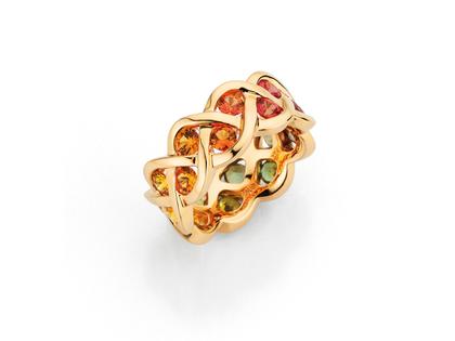 A. Odenwald Fleur Ring Rotgold mit farbigen Saphiren 3,95ct – Ringe Ring mit Besatz aus 750 Rotgold. – Ansicht 2