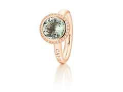 Capolavoro Twinkle Balloon  Damenring klein Roségold Prasiolith hellgrün – Ringe Ring mit Besatz aus 750 Rotgold.