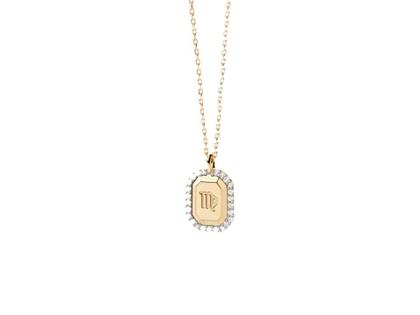PDPAOLA Kette mit Anhänger Sternzeichen "Jungfrau" Silber vergoldet mit Zirkonias – Halsschmuck Kette mit Anhänger aus 750 Gelbgold, 925 Silber vergoldet und und .