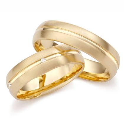 Max Kemper Trauring Paar Gelbgold 5,5mm gewölbt mit Brillanten 0,050ct – Ringe Trauring mit Besatz aus 585 Gelbgold.