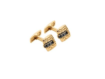Fope Vendôme Manschettenknöpfe Gelbgold mit schwarzen Diamanten 1,12ct – Herrenschmuck Manschettenknöpfe aus 750 Gelbgold.