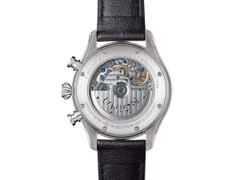 Union Glashütte Belisar Chronograph Silvretta Classic 2026 Limitierte Edition Automatik Edelstahl 44mm beiges Zifferblatt gelbes Textilband schwarzes Lederband und Metallband – Herrenuhren Chronograph aus Edelstahl und Leder. Das Gehäuse ist rund und silber. Das Textilarmband ist gelb. Das Zifferblatt ist ein Index in beige. – Ansicht 2