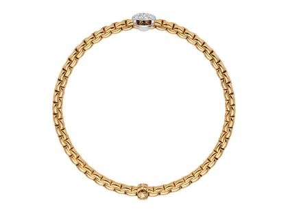 Fope Eka Tiny Armband Gelbgold schmal rund Pavé – Armschmuck Armband aus 750 Gelbgold. – Ansicht 2