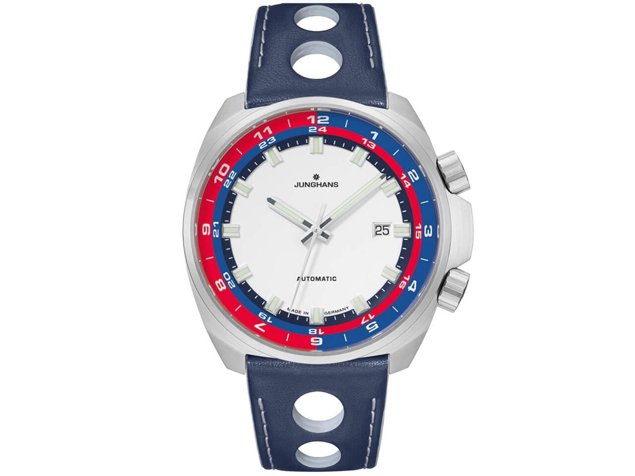Junghans 1972 Automatic FIS Edition 2021 Edelstahl 47mm weißes Zifferblatt Metallband – Herrenuhren Uhr mit Datum aus Edelstahl. Das Gehäuse ist rund und silber. Das Edelstahlarmband ist silber. Das Zifferblatt ist arabisch Index und weiß. – Ansicht 3