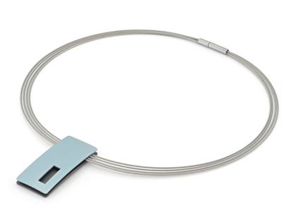 Step by Step Collier Edelstahl Aluminium hellblau und grau – Halsschmuck Collier aus Aluminium, Edelstahl und und .