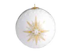 Meissen Baumschmuck Kugel "Meissen Christmas Star" blau mit goldener Öse – Porzellanwaren Porzellandekoration in weiß und aus Porzellan und vergoldet.