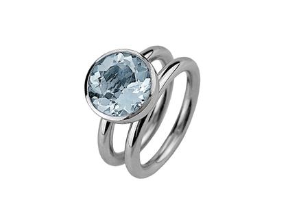 Georg Spreng Ring Ringelreihen Platin mit blauem Aquamarin 3,23ct – Ringe Ring mit Besatz aus 950 Platin.