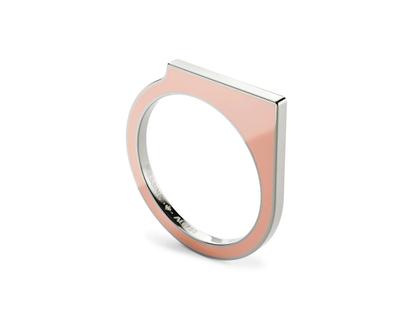 Niessing Setario Square Ring Fine Gray mit pink-rosaner Emaille – Ringe Ring aus 750 Weißgold, Emaille und und .