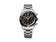 Longines Spirit Pilot Flyback Chronograph Handaufzug Edelstahl 39,5mm schwarzes Zifferblatt Metallband – Herrenuhren Chronograph aus Edelstahl. Das Gehäuse ist rund und silber. Das Edelstahlarmband ist silber. Das Zifferblatt ist arabisch und schwarz.