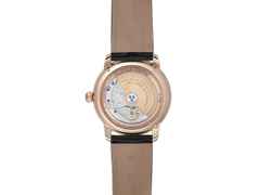 Frederique Constant Classics Automatik Edelstahl Roségold-PVD 39mm weißes Zifferblatt schwarzes Lederband limitiert – Herrenuhren Uhr ohne Datum aus Edelstahl, Leder und PVD beschichtet. Das Gehäuse ist rund und roségold. Das Lederarmband ist schwarz. Das Zifferblatt ist römisch und weiß. – Ansicht 3