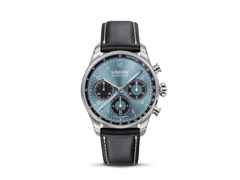 Union Glashütte Belisar Chronograph Automatik Edelstahl 40mm blaues Zifferblatt schwarzes Lederband – Herrenuhren Chronograph aus Edelstahl und Leder. Das Gehäuse ist rund und silber. Das Lederarmband ist schwarz. Das Zifferblatt ist arabisch Index und blau.