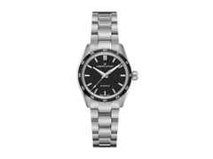 Hamilton Jazzmaster Performer Auto Edelstahl 34mm schwarzes Zifferblatt Metallband – Damenuhren Uhr ohne Datum aus Edelstahl. Das Gehäuse ist rund und silber. Das Edelstahlarmband ist silber. Das Zifferblatt ist ein Index in schwarz.