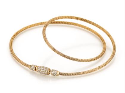 Jörg Heinz Flex Strickkette Gelbgold 3mm mit Brillanten 0,420ct flexibel – Halsschmuck Halsreif in gelbgold und aus 750 Gelbgold. – Ansicht 2