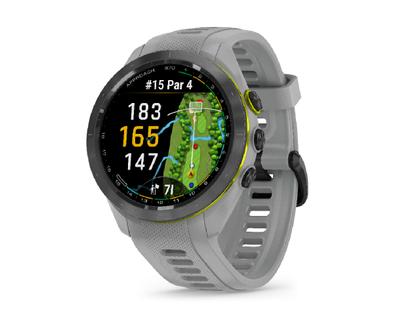 Garmin Approach S70 Smartwatch Kunststoff 42mm digitale Anzeige graues Silikonband – Herrenuhren Uhr Multifunktion aus Keramik und Kunststoff. Das Gehäuse ist rund und grau. Das Kautschuk / Kunststoff / Silikon Armband ist grau. Das Zifferblatt ist digital und schwarz. – Ansicht 5