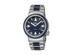 Mühle Glashütte S.A.R. Rescue-Timer Nautikblau Automatik Edelstahl 42mm blaues Zifferblatt Metallband – Herrenuhren Uhr mit Datum aus Edelstahl und Kautschuk. Das Gehäuse ist rund und silber. Das Edelstahlarmband ist silber. Das Zifferblatt ist ein Index in blau.