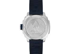 Alpina Seastrong Diver Comtesse Quarz Edelstahl 34mm blaues Zifferblatt blaues Kautschukband – Damenuhren Uhr mit Datum aus Edelstahl und Kautschuk. Das Gehäuse ist rund und silber. Das Kautschuk / Kunststoff / Silikon Armband ist blau. Das Zifferblatt ist ein Index in blau. – Ansicht 2
