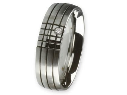 Ernstes Design Ring Nr. 104 R146.6 – Ringe Trauring mit Besatz aus Edelstahl.